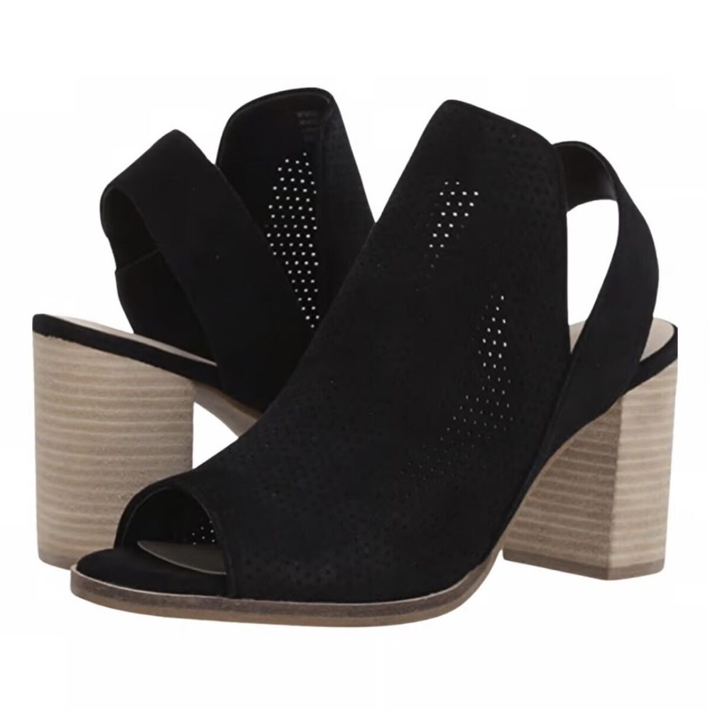 Cole Haan Callista Open Toe Sling Black Suede Bootie Size 9 Peep Toe